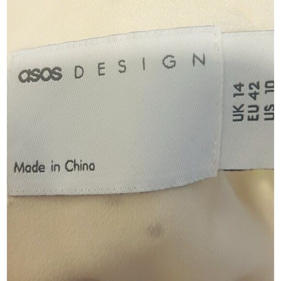 Ivory Cream Embroidered  Balloon Sleeves Lined Statement Dress Womens Size 10 - Picture 3 of 16